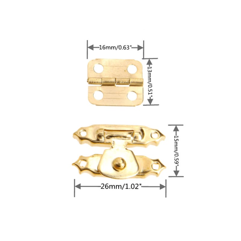 Dophee 5Pcs Retro Design Decorative Cabinet Jewelry Box Wooden Box Latch Hasps Buckle and 10Pcs Vintage Bronze Hinges and 60 Screws-Gold - Image 4